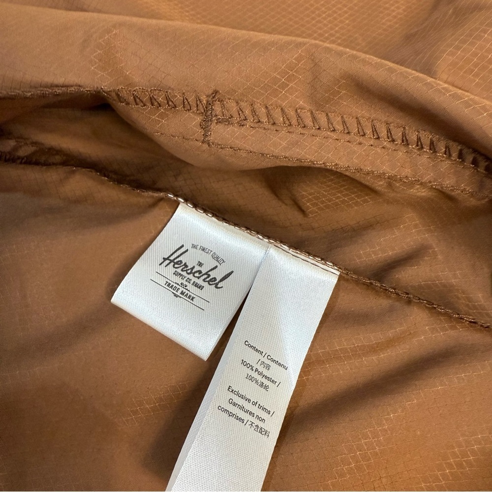 Herschel Supply Co. Packable Brown Voyage Wind Breaker Zip Up Jacket Size Medium - Picture 9 of 10